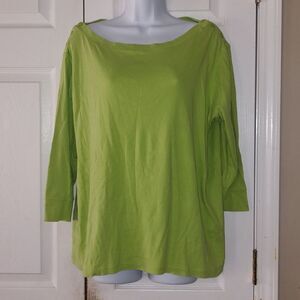 Ann Klein Sport lime green 3/4th length sleeve top Sz 2X